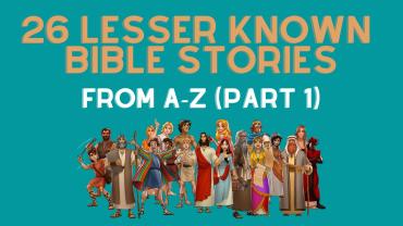 Title with bible characters standing in a group