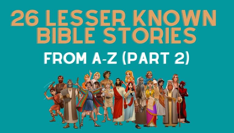 Title with bible characters standing in a group