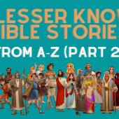 Title with bible characters standing in a group